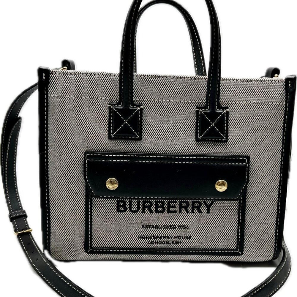 Burberry Mini Freya Horseferry Logo Canvas Tote